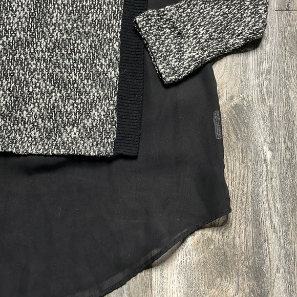 Bar III Black & White Marled Knit Sweater Over Black Sheer Lining, size small - Picture 4 of 10